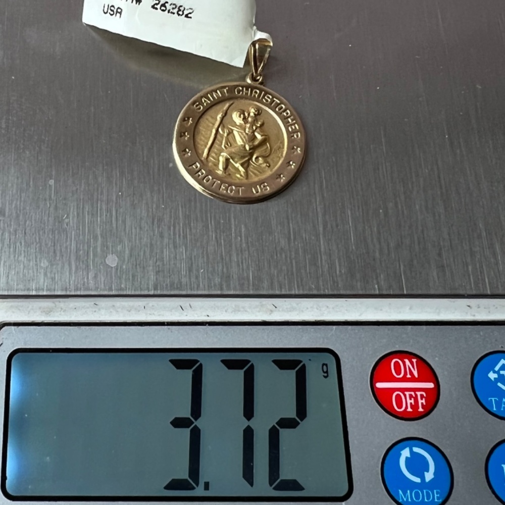 Solid 14k Yellow Gold Large Saint Christopher Pen… - image 3